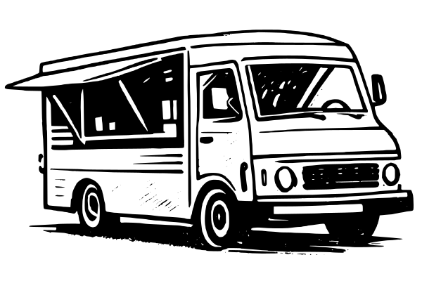 Ilustrace food trucku – poctivý street food z furgonu